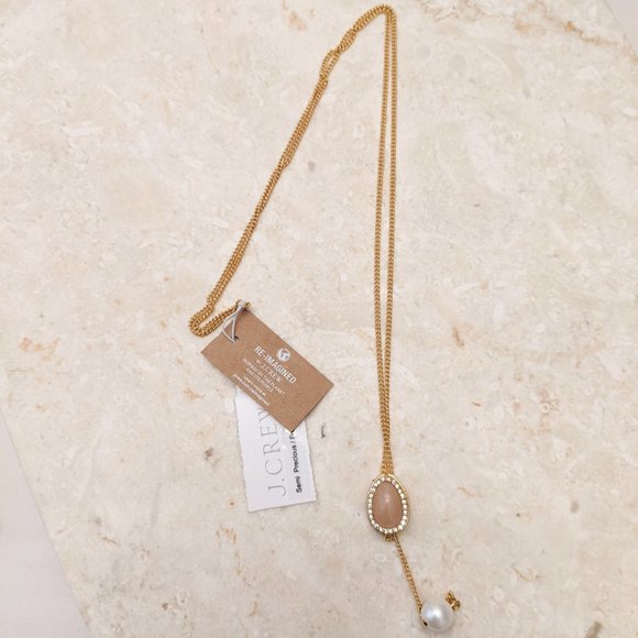 J. Crew Gold-plated Stone and Freshwater Pearl Drop Necklace - Picture 5 of 5